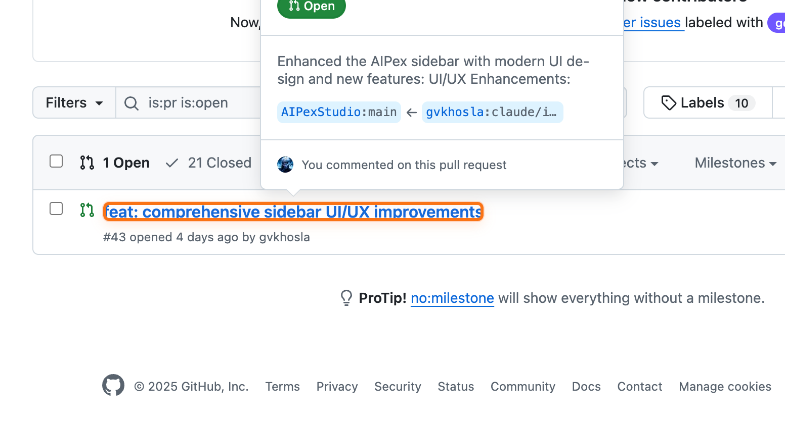 Open Pull Request #43
