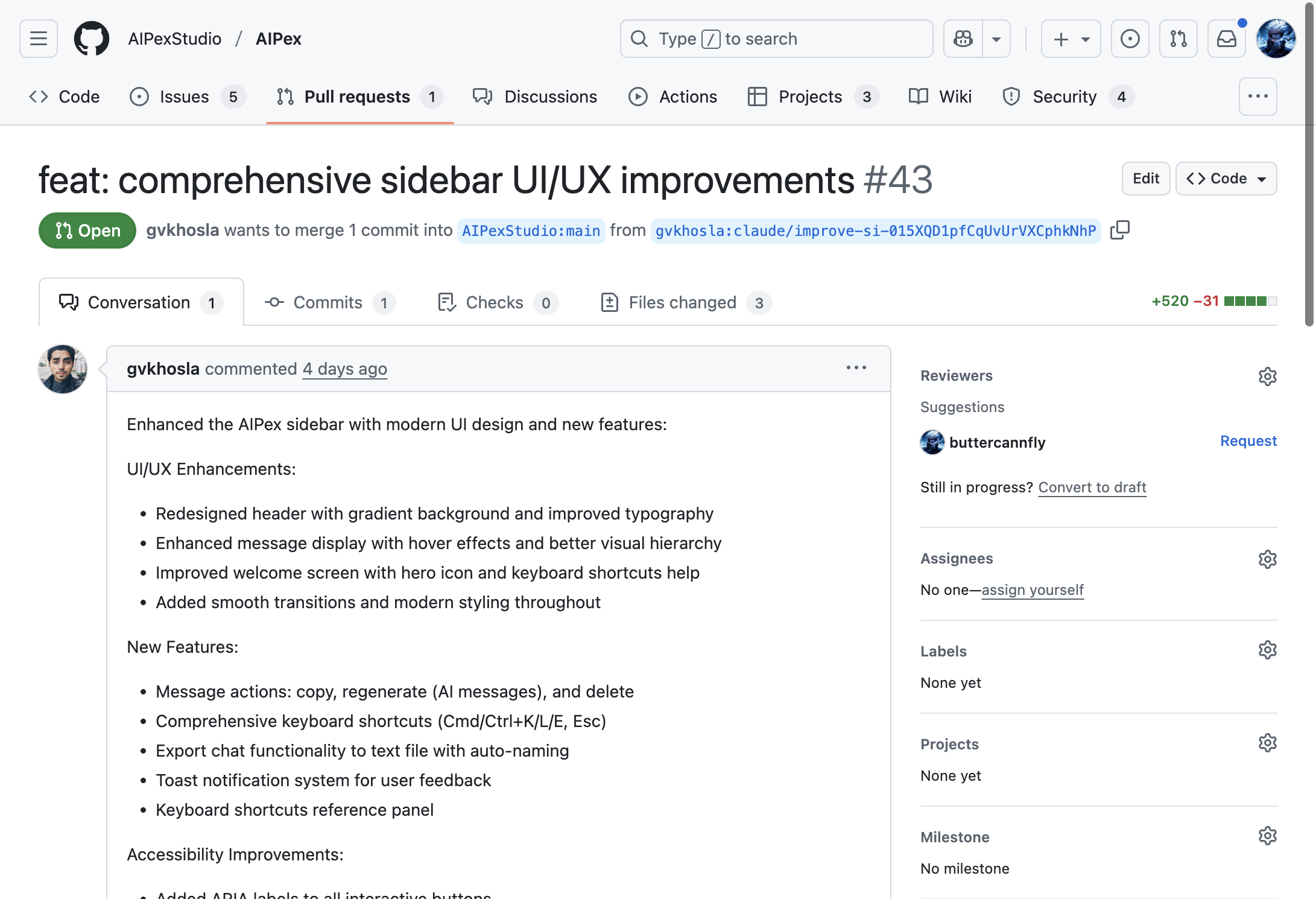 Sidebar UI/UX Improvements PR